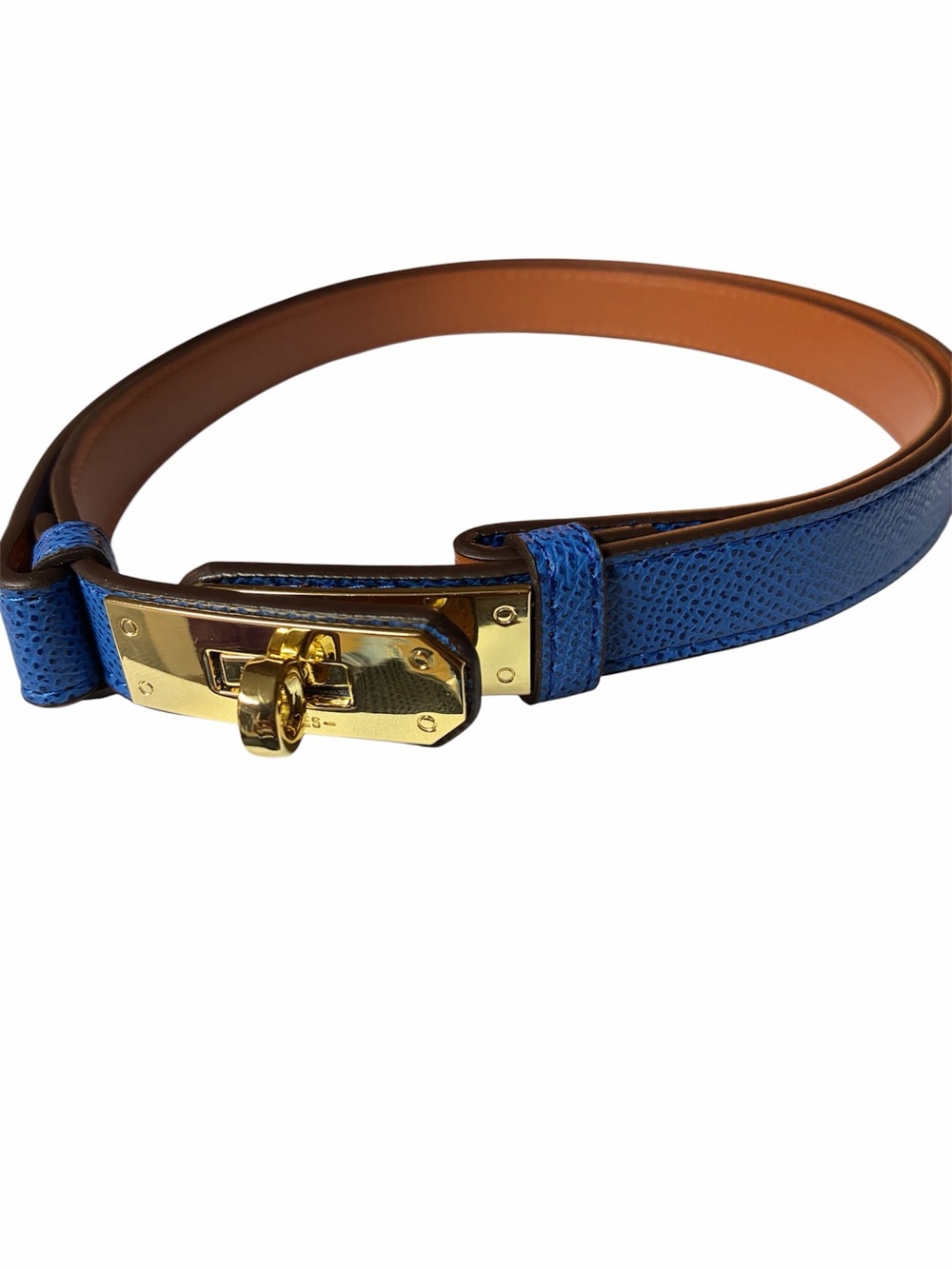 ✨Hermes. Kelly 18 Belt Blue Leather Gold Hardware